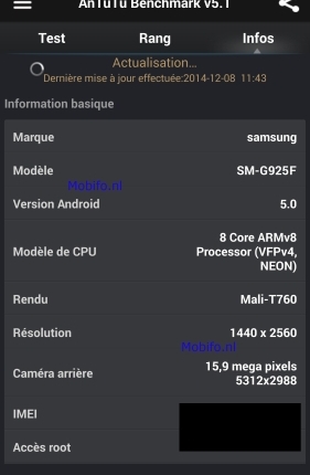 Spesifikasi Galaxy S6 Kembali Muncul di Screenshot AnTuTu